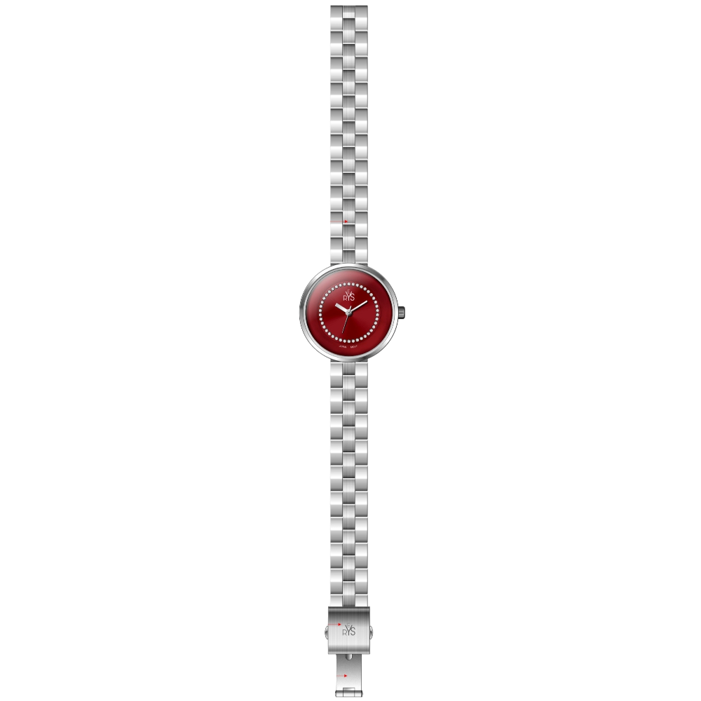 REYS WATCH WATCH-WOMEN-STAINLESS STEEL-SILVER AND RED R2023-SRD