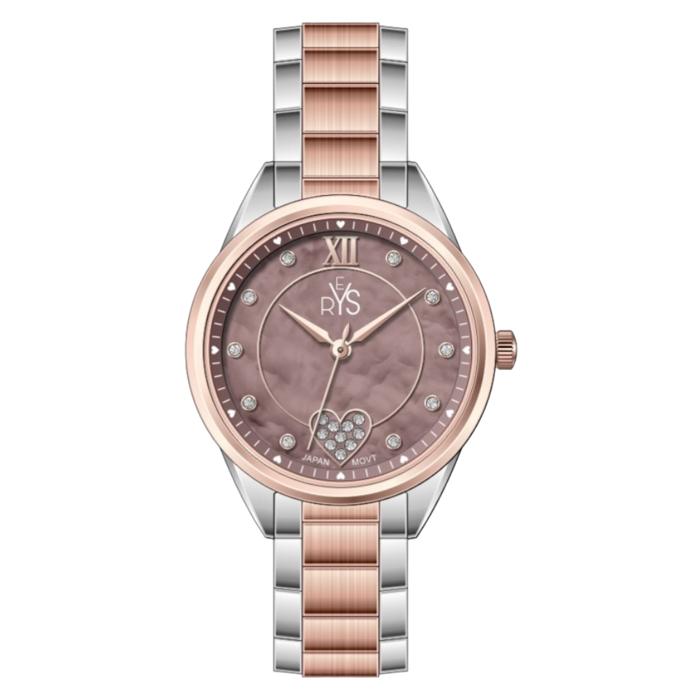 REYS WATCH WATCH-WOMEN-STAINLESS STEEL-SILVER AND ROSE GOLD AND BROWN R2020-TRsc