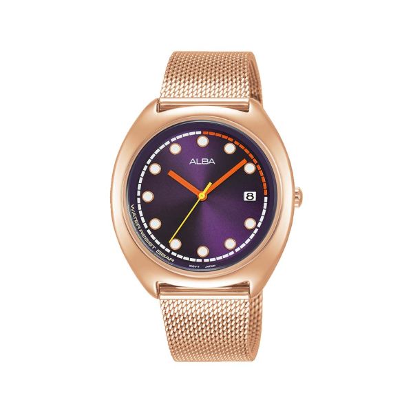 ALBA Ladies' Hand Watch ACTIVE Stainless Band, Purple Dial AG8K42X1