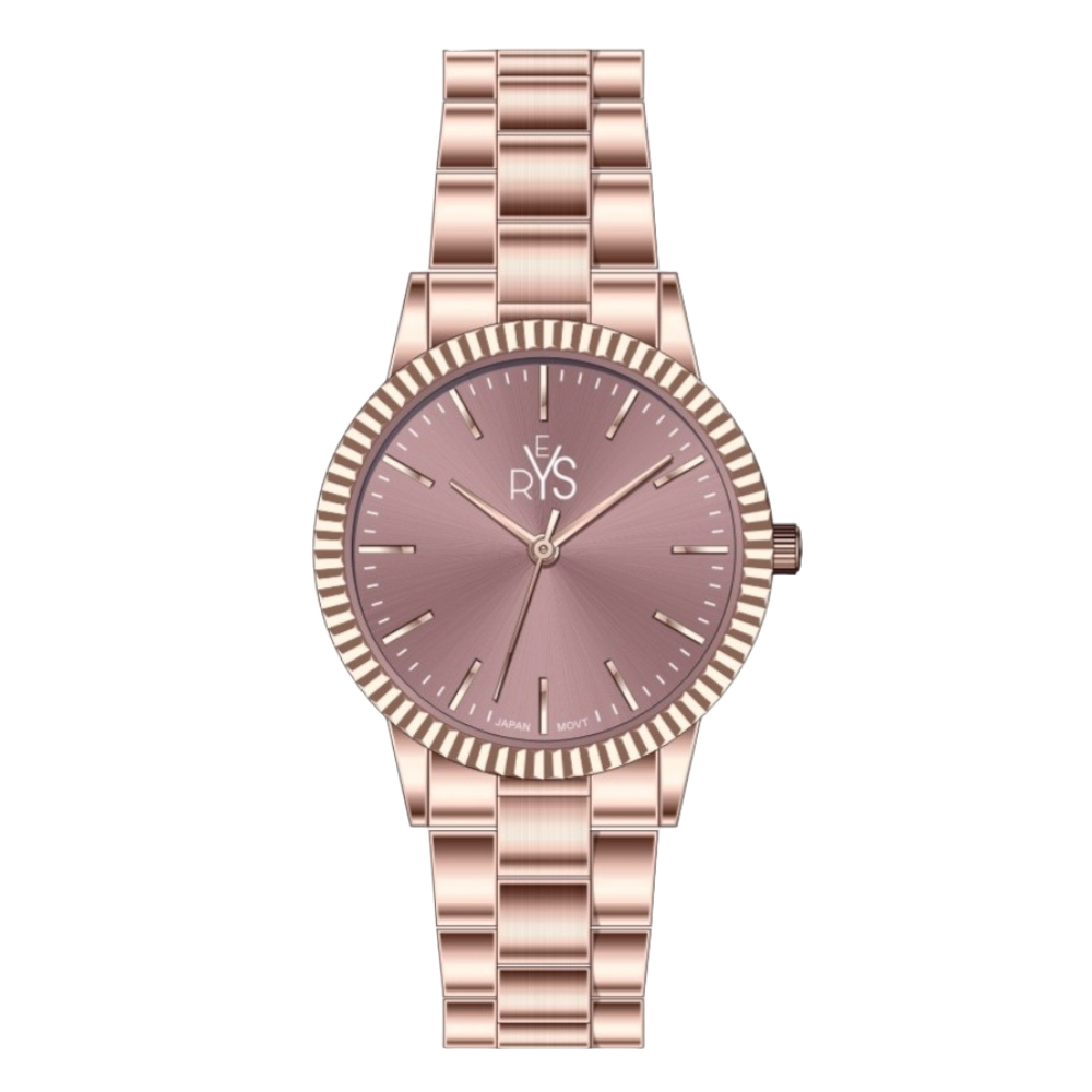 REYS WATCH WATCH-WOMEN-STAINLESS STEEL-ROSE GOLD AND BROWN R2042-RC