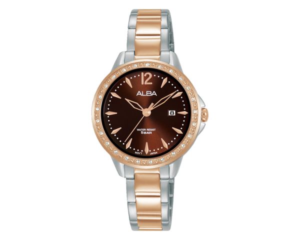 ALBA Ladies' Hand Watch FASHION Stainless Band, Brown Dial AH7AB6X1