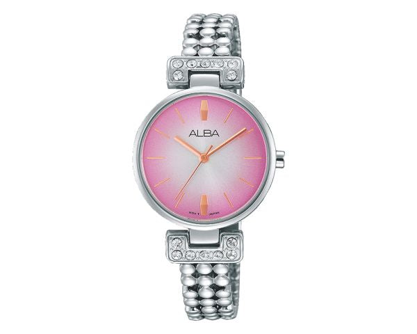 ALBA Ladies' Watch FASHION Stainless Steel Band, Pink Dial AH8265X1