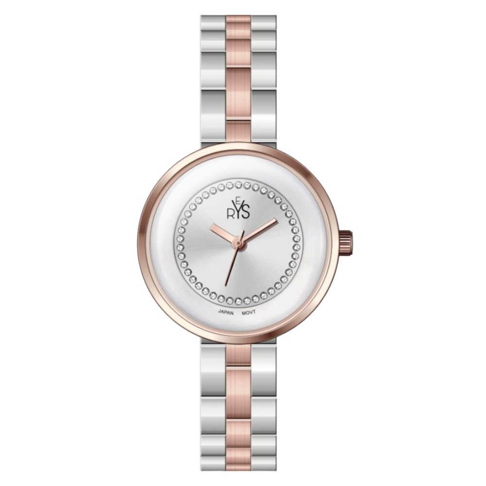 REYS WATCH WATCH-WOMEN-STAINLESS STEEL-SILVER AND ROSE GOLD R2023-TRS