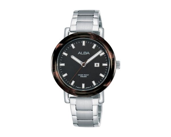 ALBA Ladies' Watch FASHION Stainless Bracelet, Black Dial AH7P35X1