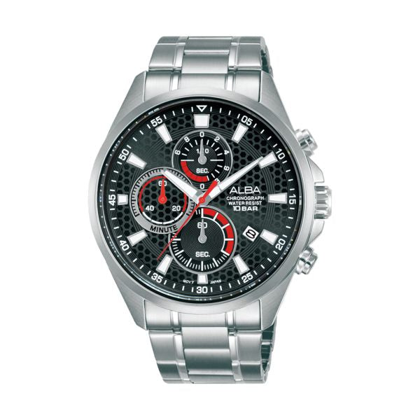 ALBA Men's Hand Watch ACTIVE Stainless Band Black Dial AM3875X1