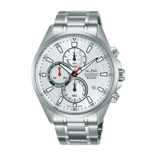 ALBA Men's Hand Watch ACTIVE Stainless Band Silver White Dial AM3877X1