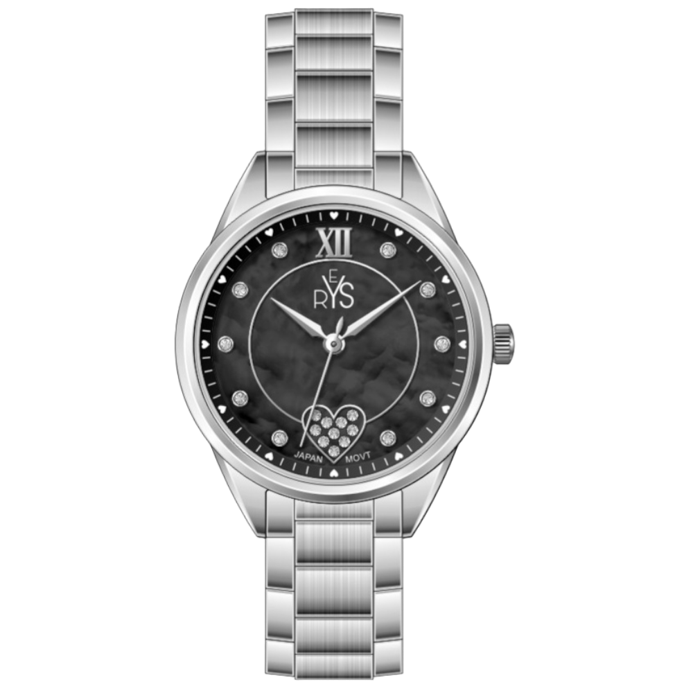REYS WATCH WATCH-WOMEN-STAINLESS STEEL-SILVER AND BLACK R2020-SB