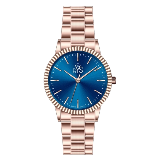 REYS WATCH WATCH-WOMEN-STAINLESS STEEL-ROSE GOLD AND BLUE R2042-RP