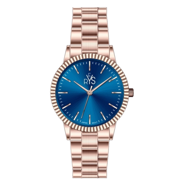 REYS WATCH WATCH-WOMEN-STAINLESS STEEL-ROSE GOLD AND BLUE R2042-RP