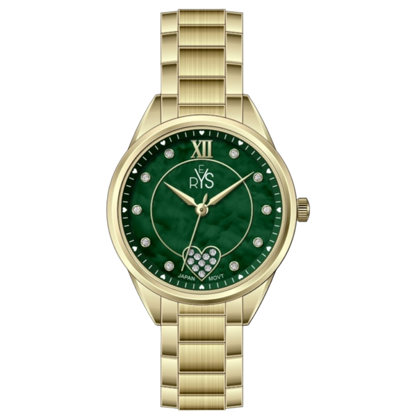 REYS WATCH WATCH-WOMEN-STAINLESS STEEL-GOLD AND GREEN R2020-GGN