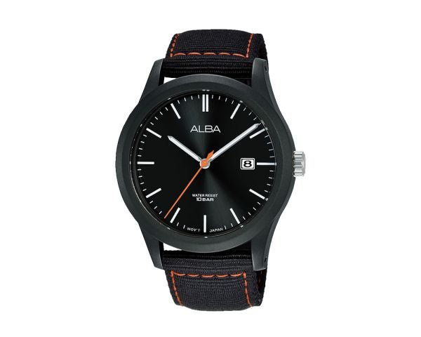 ALBA Men's Watch ACTIVE Black Nylon Band, Black Dial AS9K21X1