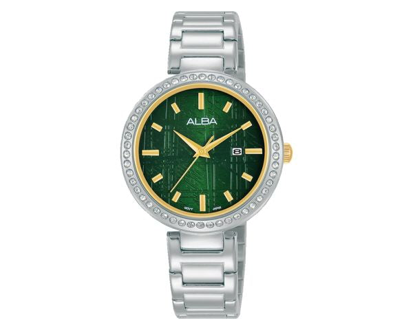 ALBA Ladies' Hand Watch FASHION Stainless Band, Green Dial AH7X37X1
