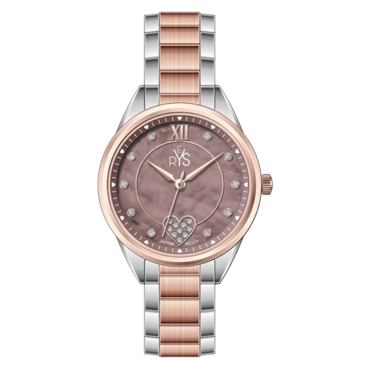 REYS WATCH WATCH-WOMEN-STAINLESS STEEL-SILVER AND ROSE GOLD AND BROWN R2020-TRsc