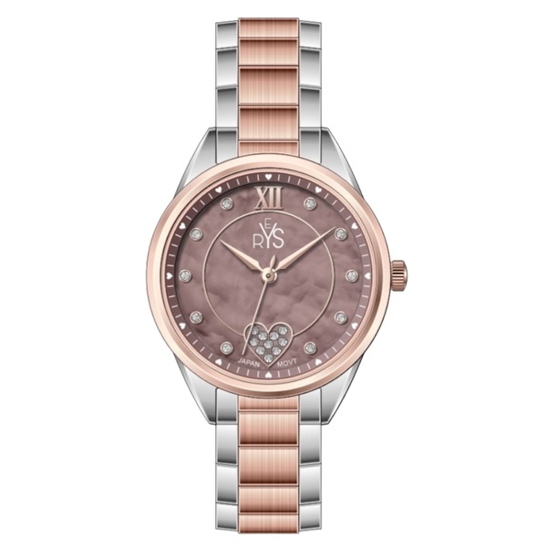 REYS WATCH WATCH-WOMEN-STAINLESS STEEL-SILVER AND ROSE GOLD AND BROWN R2020-TRsc
