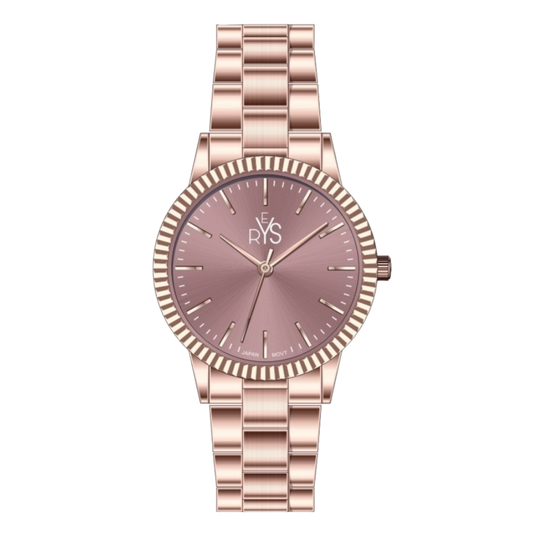 REYS WATCH WATCH-WOMEN-STAINLESS STEEL-ROSE GOLD AND BROWN R2042-RC