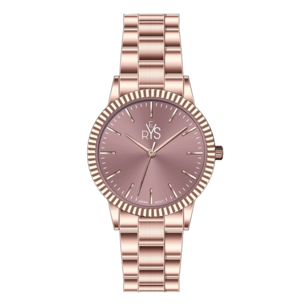 REYS WATCH WATCH-WOMEN-STAINLESS STEEL-ROSE GOLD AND BROWN R2042-RC